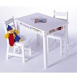 Child's Rectangle White Table Set with 2 Chairs