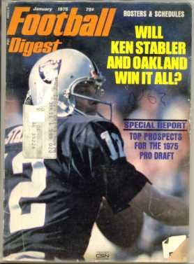 Pro Football Digest January 1975 NFL (Ken Stabler Oakland Raiders cover photo)