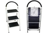 Sterling Home 6200 3 Step Folding Step Stool with Padded Seat