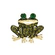 Goldtone Frog with Green Rhinestones Brooch Pin