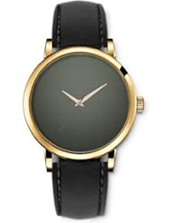 SPRAWL Aanalog Fashion Series Gold Ladies Watches of Genuine Black Leather Strap,Unique Wrist Watch for Women Girls Designed with Texture of a green fabric with gray