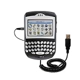Coiled Power Hot Sync and Charge USB Data Cable w/ Tip Exchange for the Blackberry 7250 - Gomadic Brand
