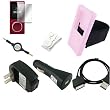 Microsoft Zune 4GB / 8GB / 16GB (PINK) Silicone Skin Charging Combo, w/ Silicone Skin, USB 2in1 Sync Charging Cable, USB Car Charger, USB Wall Charger, Retractable MP3 Jack 3.5mm to 3.5mm Auxilary Cable and a Screen Guard / Protector
