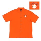 Clemson Tigers NCAA Prevail Button Down Short Sleeve Shirt For Men (Mango)