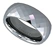 Tungsten Carbide 5/16" ( 8 mm ) Fine Diamond shape Faceted Comfort Fit Domed Band