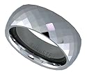 Tungsten Carbide 5/16" ( 8 mm ) Fine Diamond shape Faceted Comfort Fit Domed Band