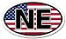 Nebraska NE and US Flag Car Bumper Sticker Decal Oval