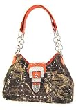 Soft Camo Camouflage Rhinestone Buckle Purse Chain Handles Western Cowgirl Orange Trim