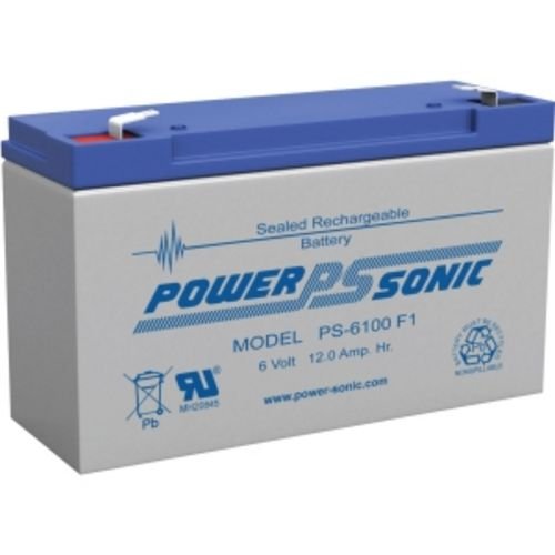 Powersonic PS-6100F1 - 6 Volt/12 Amp Hour Sealed Lead Acid Battery with 0.187 Fast-on Connector
