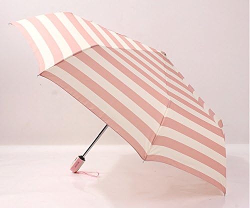 Fb Adult's Japanese Navy Stripe Sun Rain Automatic Triple Folding Travel Umbrella.
