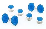 Handmade sterling silver and enamel set of cufflinks and shirt studs