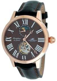Adee Kaye #AK7100-MRG3 Men's Exponer Moon Phase Automatic Watch with Tourbillon Display