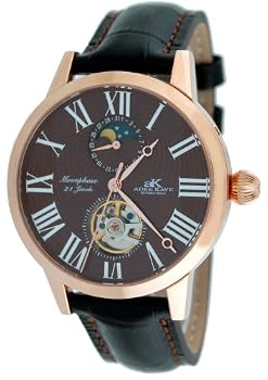 Adee Kaye #AK7100-MRG3 Men's Exponer Moon Phase Automatic Watch with Tourbillon Display