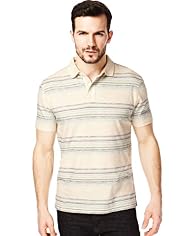 XXXL North Coast Pure Cotton Watercolour Multi-Striped Polo Shirt