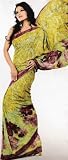 Designer Yellowish Green Faux Georgette Belly Dance Women's Dress Saree Sari with Unstitched Blouse