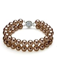 PremiumPearl 6-6.5mm Double Strand Chocolate Freshwater Cultured Pearl Bracelet AAA Quality