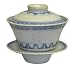 Traditional chinese blue and white rice pattern formal tea cup - set of 2