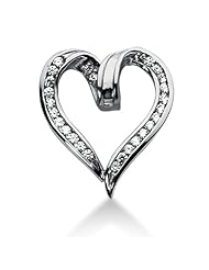 14K Gold Channel set Diamond Heart Pendant (0.62 cttw, F - G Color, SI2 Clarity)