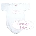 BABY BODYSUIT WHITE " PINK CLOUD LOVE ME , I'M TURKMEN " TURKMENISTAN