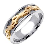 41NBYWgvEPL. SL160  Nouveau Celtic Wedding Band in 18K Two Tone Gold