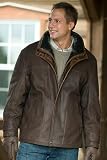 Men's Jackson Leather Coat Detachable Shearling Collar