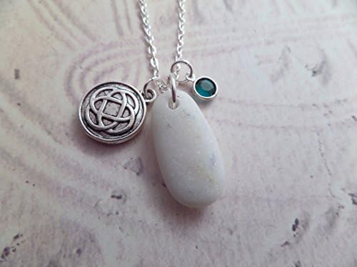 Celtic Knot necklace with Scottish Iona Marble and May Birthstone