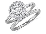 1 ctw Diamond Bridal Set with 1/2 ctw Round Cut Center Stone in 14K White Gold