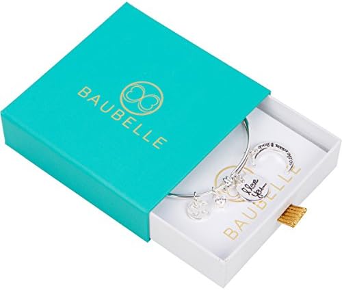 Fashion Expandable Charm Bracelet With Inspirational "I Love You To The Moon And Back" Saying, Plated In Real 925 Silver, Non-Allergenic, Tarnish Proof & Beautifully Packaged from Baubelle (Silver)