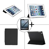 TeckNet&reg; New iPad 4, iPad 3 Premium Folio Case / Cover and Flip Stand & Magnetic Auto-Sleep Included Screen Protector and stylus pen - Black