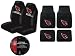 A Set of 4 NFL Universal Fit Front All-Weather Floor Mats and A Set of 2 Universal Fit Seat Covers and 1 Steering Wheel Cover - Arizona Cardinals