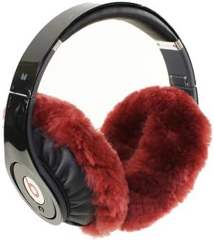 EarMuffies - fur earmuff covers for headphones - SMALL Sheepskin Burgundy (Fits Beats SoloHD/Wireless/Mixr and other popular headphones)