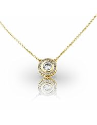 14KT Yellow Gold Gorgeous Round Brilliant Diamond Bezel set in a delicate halo. 9/10 CTW