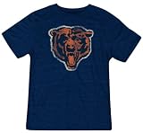 NFL Men's Chicago Bears Bigger Better Retro Logo Tri-Blend Tee (Dark Navy, Large)