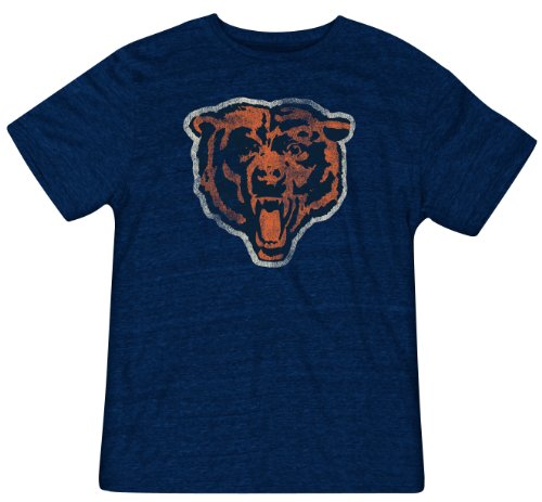 NFL Men's Chicago Bears Bigger Better Retro Logo Tri-Blend Tee (Dark Navy, Large)