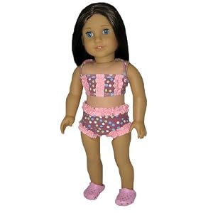 Pink Top, Brown Pink Floral Skirt, and Striped Leggings. Fits 18 Dolls Like American Girl... by