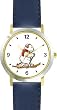 Cross Country Skiing Polar Bear Animal - WATCHBUDDY&reg; DELUXE TWO-TONE THEME WATCH - Arabic Numbers - Blue Leather Strap-Women's Size-Small