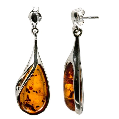 Certified Genuine Honey Amber and Sterling Silver Classic Earrings Certified Genuine Honey Amber and Sterling Silver Classic Earrings