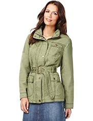 Indigo Collection Pure Cotton Belted Waxy Jacket