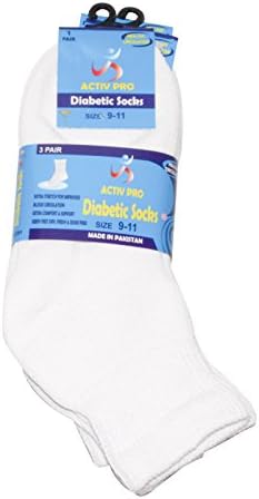 Men's Diabetes &amp; Circulatory Ankle Socks Size 9-11, 3 Pairs White