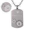 Stainless Steel Cubic Zirconia "Together" Spinning Gear Design Dog Tag Pendant Necklace