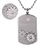 Stainless Steel Cubic Zirconia "Together" Spinning Gear Design Dog Tag Pendant Necklace