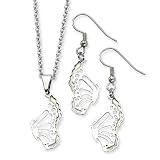 Chisel Stainless Steel Butterfly Wire Earrings and Pendant Set
