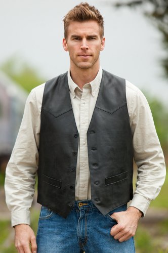 Mens Creed Western Lambskin Leather Vest