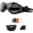 Bobster Bug-Eye 2 Interchangeable Cruiser Motorcycle Goggles Eyewear - Black/Smoke/Amber/Clear