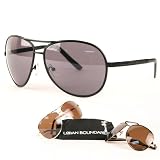 UB Thick Classic Frame Aviator Sunglasses & Drawstring Sunglass Pouch