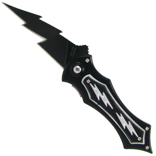 Trademark 8.5 Inch Open Black Electric Flash Style Folder withbelt Clip Knife,Black