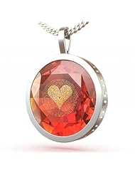 Silver I Love You Necklace In 120 Languages Imprinted in 24K Gold on CZ