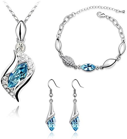 Nicedeco Seablue Swarovski Elements Austrian Crystal Jewelry Sets,Angel the elf,Necklace,bracelet And Earring(3-Piece Set) Beautifully Designed