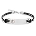 ForeverGiftsusa Free Engraving - Stainless Steel with Black Leather Medical Id Bracelet