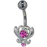 41NC4WKEZPL._SL160_ Blooming Heart Navel belly Button Ring Pink Crystal Gem Jewelry Piercing Body Bar